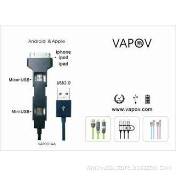 3 in 1 USB data and charging cable for iPhone4,iPhone6,Andr
